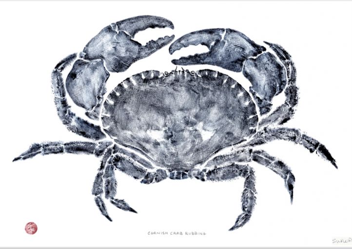 Crab Rubbing picture by local Padstow artist Susie Ray